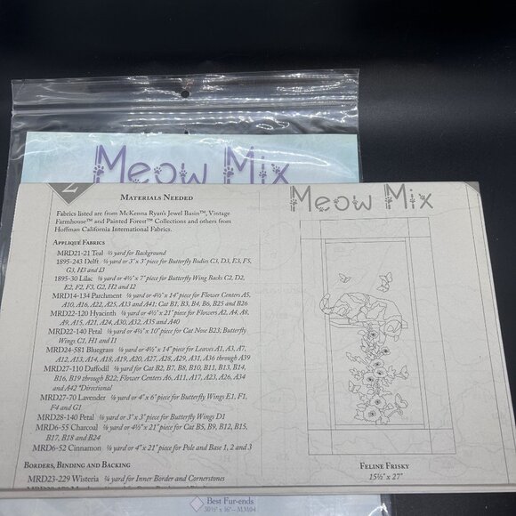 McKenna Ryan Meow Mix “Feline Frisky” Applique Quilt Sewing Pattern Uncut FF - Picture 6 of 6